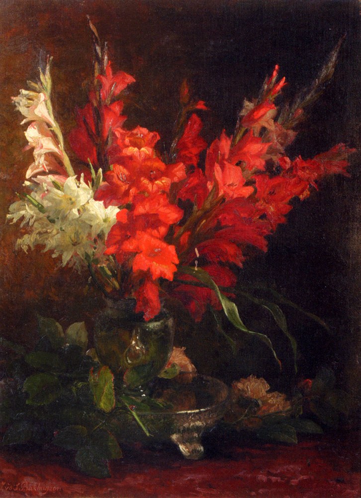 Geraldine Jacoba Van De Sande Bakhuyzen A Still Life With Gladioli And Roses